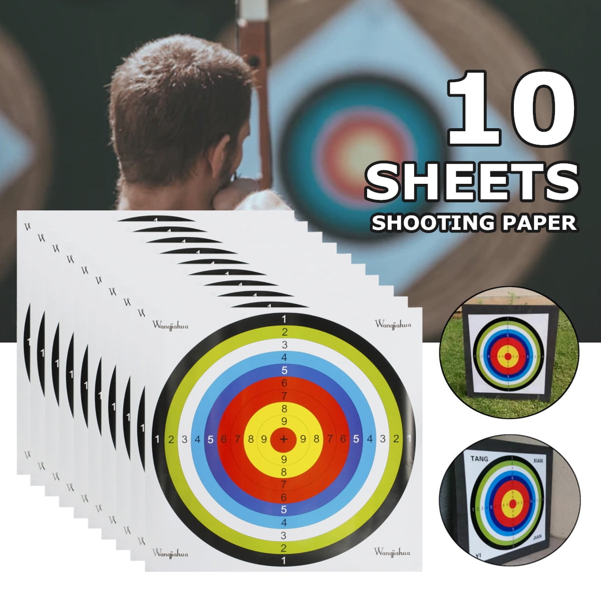 10Pcs Archery Paper Targets Arrow Targets for AirSoft, BB Guns, Air Rifles Shooting Accessories