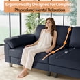 thumbnail image 4 of 83" Couch Premium PU Leather Sofa, Deep Seat Oversized Loveseat for Living Room (Includes 2 Pillows), Navy, 4 of 8