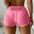 thumbnail image 5 of Womens High Waisted Swim Board Shorts Mesh Sheer See Through Sexy Beach Summer Shorts with Drwastring Bikini Bottoms, 5 of 7