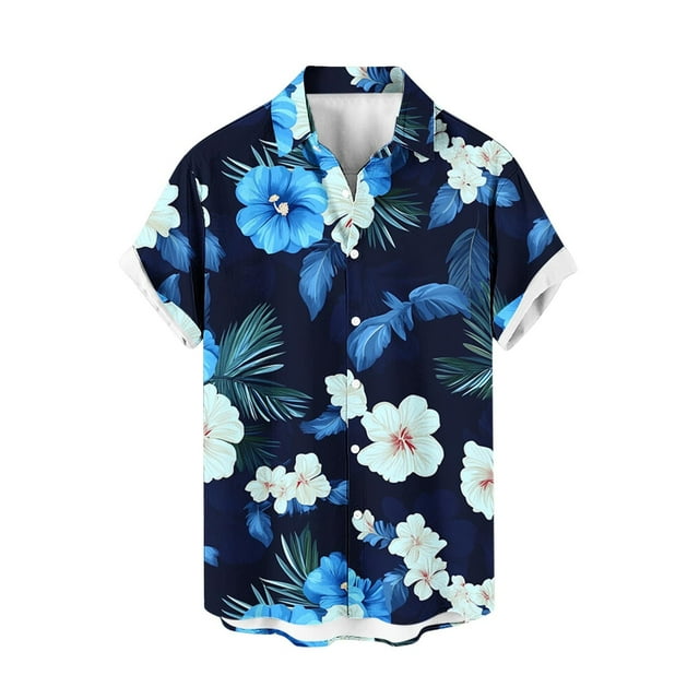 Weiqiqre Chemise Hawaïenne pour Hommes Imprimé Fleur/ananas/oiseau Chemise Hawaïenne à Manches Courtes Chemise Décontractée Boutonnée Chemise Tropicale