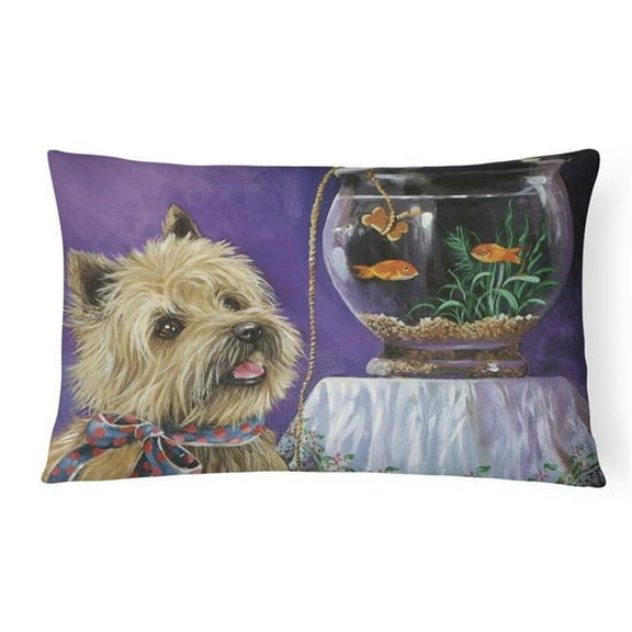 12 x 3 x 16 in. Cairn Terrier Gone Fishing Canvas Fabric Decorative Pillow