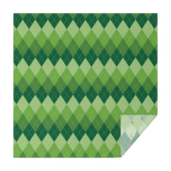 Green Argyle Pattern Square Tablecloth,Waterproof Square Table Cover,Wipeable Spillproof Washable Table Cover for Home Kitchen Party Decor 42"X42"(107x107cm)