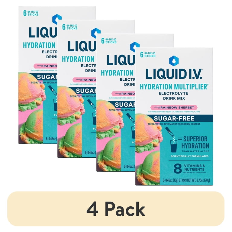 Liquid I.V. Rainbow Sherbet Hydration Multiplier, 6 Packets, 4 Pack photo 1