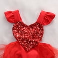 thumbnail image 2 of One opening Baby  Sleeveless Romper Sequined Heart-Shaped Mesh Ruffled Jumpsuit, 2 of 5