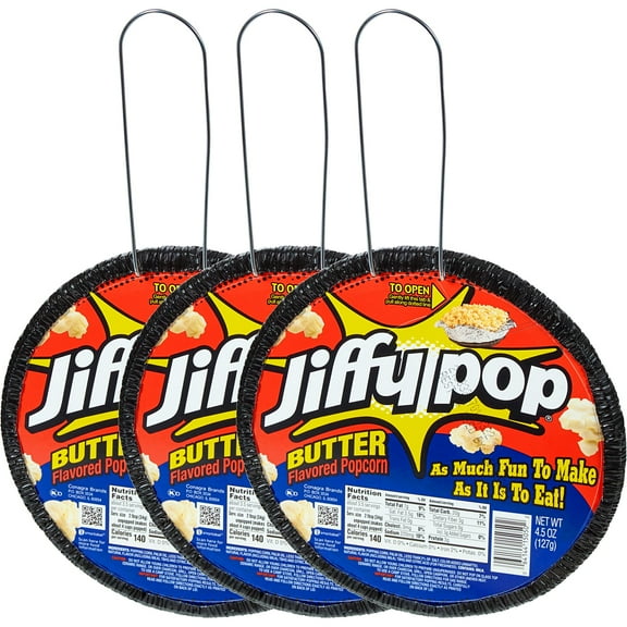 Jiffy Butter Popcorn, 3 Pack of 4.5oz Butter Flavored Popcorn, Stovetop, Campfire Popcorn, The Hampton Popcorn Company