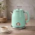 thumbnail image 3 of Mecity Retro Electric Kettle, 1.7L Hot Water Boiler with Thermometer, Stainless Steel Interior, 1500W Fast Boil Tea Kettle, Double Wall Cool Touch, Wide Mouth, Green, 3 of 7