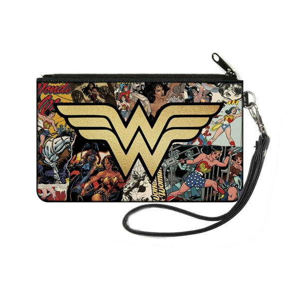 DC Comics Wallet, Zip Pouch, Wonder Woman Icon Through the Years Comics Book Covers Stack, Canvas