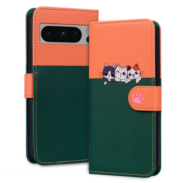 Compatible with Google Pixel 8 Pro Cute Animals Pattern Wallet Case with Card Slots Flip Cover