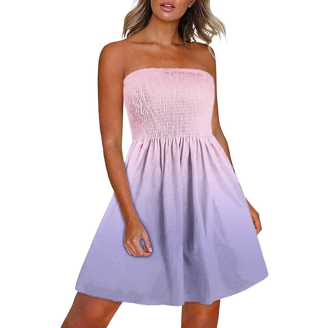 Cameland Robe d'Été Boho Dégradé Sans Manches à une Épaule pour Femmes