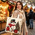 thumbnail image 3 of Quilted Christmas Tote Bag, Eco Friendly Handbag, Large Festive Christmas Snowman Print,Reusable Shopping Bag,Holiday Gift Bag Party Favors Daily Everyday Use, 3 of 5