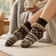 thumbnail image 4 of Adult Floor Slipper Socks Cable Knit Fleece Lined Thick Sock Slippers Indoor House Socks Warm Knit Bootie Socks Cozy Winter Non Skid Gripper Bottom Soft Plush Home Footwear Women Men, 4 of 4