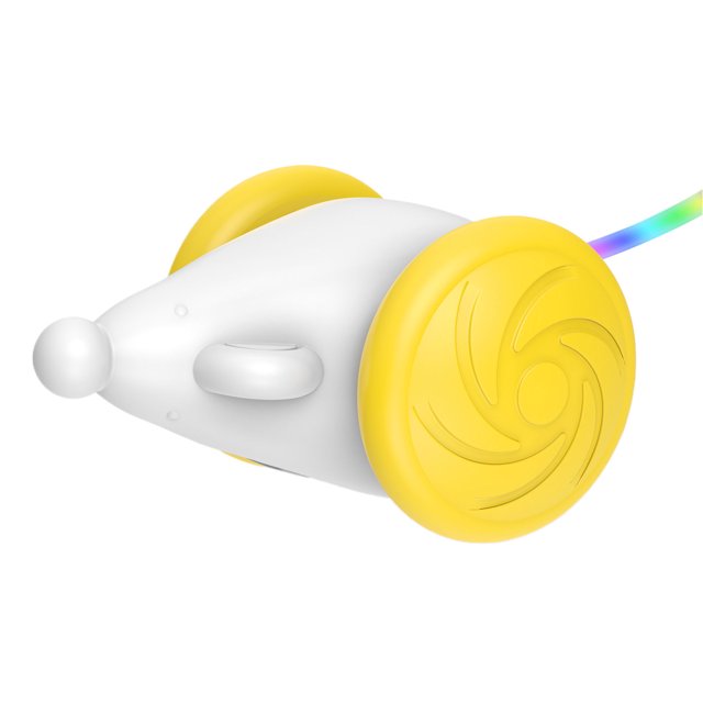 Wweixi ABS Intelligent Obstacle Avoidance Cat Toy With Color Changing Lights Small Mouse Toy Runs Away yellow English