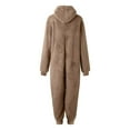 thumbnail image 6 of BADHUB Women's Winter Warm Sherpa Romper Plus Size Fuzzy Fleece Onesie Pajama Drawstring One Piece Zipper Hooded Jumpsuit Sleepwear Playsuit S-5XL, 6 of 7