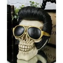 Legendary King Celebrity Skeleton Skull With Golden Iconic Glasses Figurine