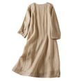 thumbnail image 2 of Fankiway Robe d'Été Douce Broderie Col Rond Ample Confortable Mi-Longue Manches 3/4 pour Femmes Robes Grande Taille pour Femmes Rondes Robes de Printemps pour Femmes 6318, 2 of 6