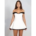 thumbnail image 5 of Women'S Off Shoulder Mini Dress Slimming Summer Sleeveless Corset Short Party Bodycon Y2K Dresses White S, 5 of 7