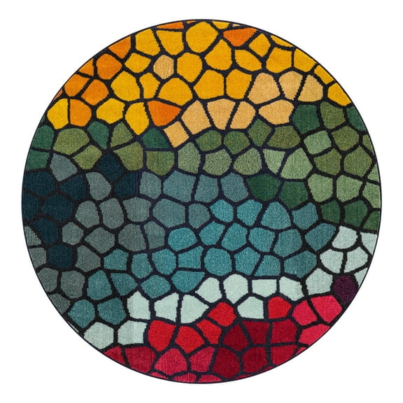 Unique Loom Estrella Collection Area Rug - Madrid (6' 1" Round Multi/Cream)