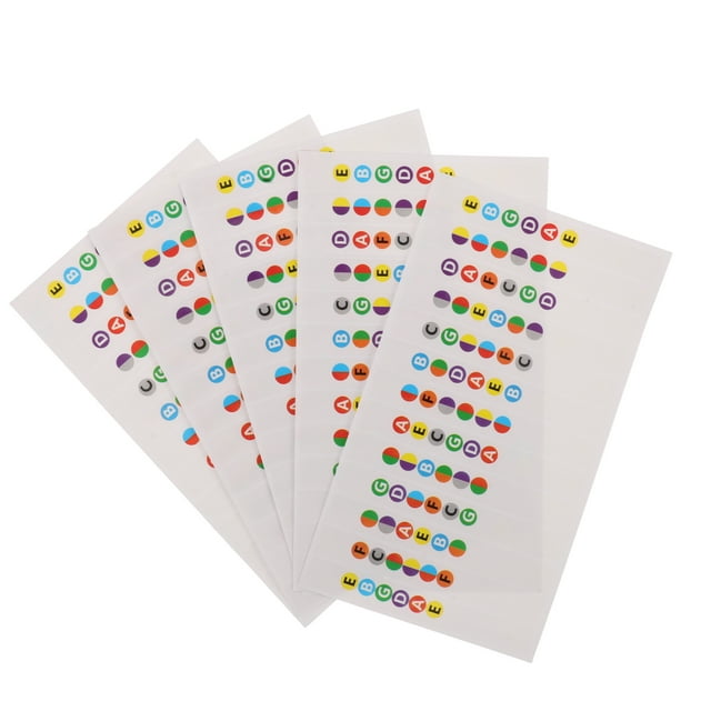 Miangastore 5 Pcs Autocollants pour Touches de Guitare Étiquette de Note de Guitare Acoustique Décalcomanies de Carte pour Touches de Ukulélé pour Musiciens Débutants Apprenants Outil d'Accords de Guitare