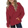 thumbnail image 5 of Kids Soft Solid Pullover Hoodie, Long Sleeve Basic Hooded Sweatshirt with Kangaroo Pocket Casual Fall Daily Wear Red 13-14 Years, 5 of 9