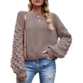 thumbnail image 1 of Womens Sweaters Pullover Oversized Deep V Neck Off Shoulder Tops Long Sleeves Loose Knit Sweater, 1 of 6