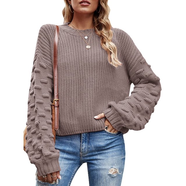 Womens Sweaters Pullover Oversized Deep V Neck Off Shoulder Tops Long Sleeves Loose Knit Sweater