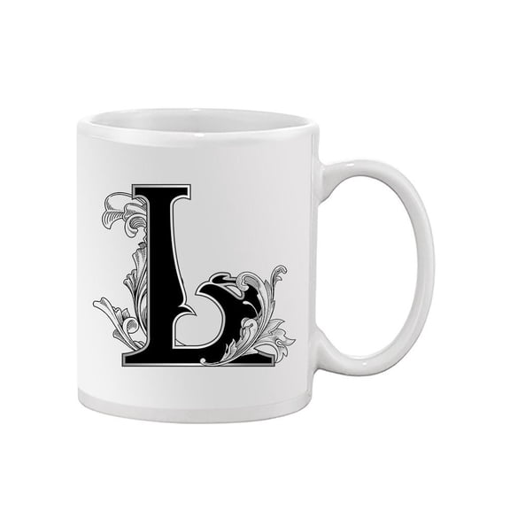 Fancy Black Letter L Mug Unisex's -Image by Shutterstock