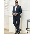 thumbnail image 4 of COOFANDY Men Navy Suits 2 Piece Fashion Tuxedo Suit Set Two Button Blazer Jacket Pants Prom Wedding Dress Suit, 4 of 7