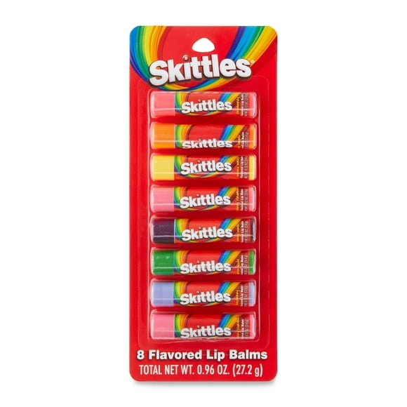Bálsamos labiales Taste Beauty Skittle, paquete de relleno de calcetín navideño de 8 quilates (8)