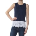 thumbnail image 2 of maison Jules Womens Lace-Trim Tank Top, Blue, X-Small, 2 of 3
