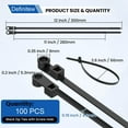 thumbnail image 3 of NWOKYZGH 100 Pack Black Zip Ties with Screw Hole, Mountable Head Nylon Cable Ties, Ideal for Indoor Outdoor Cable Management, 3 of 8