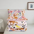 thumbnail image 4 of Cute Comforter Set ,Floral Deer Bedding for Full Bed,Colorful Vintage Deer Flower Tulip Down Alternative,Cartoon Duvet Insert with 2 Pillowcases, 4 of 6