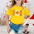 thumbnail image 2 of PMVFHDE T-Shirt à Manches Courtes pour Filles, Col Rond, Coupe Décontractée, Basique, Jaune, 3-4 Ans, 2 of 4