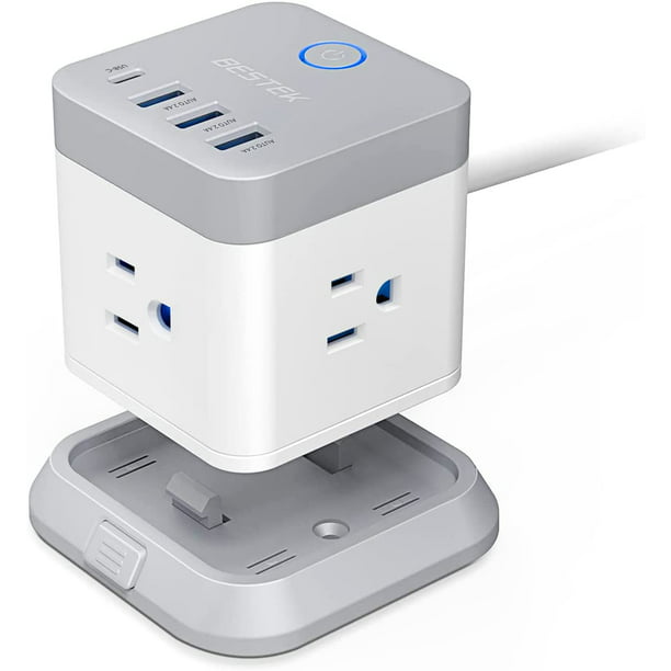 Bestek Power Strip 1875w 5 Foot 3 S Vertical Cube Mountable With Usb And 1 Type C Com - Bestek 1875w Usb Wall Charging Station