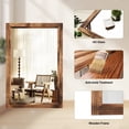 thumbnail image 3 of Anyrose 36.2"x24" Rectangular Wooden Framed Vanity Bathroom Mirror, Brown, 3 of 5