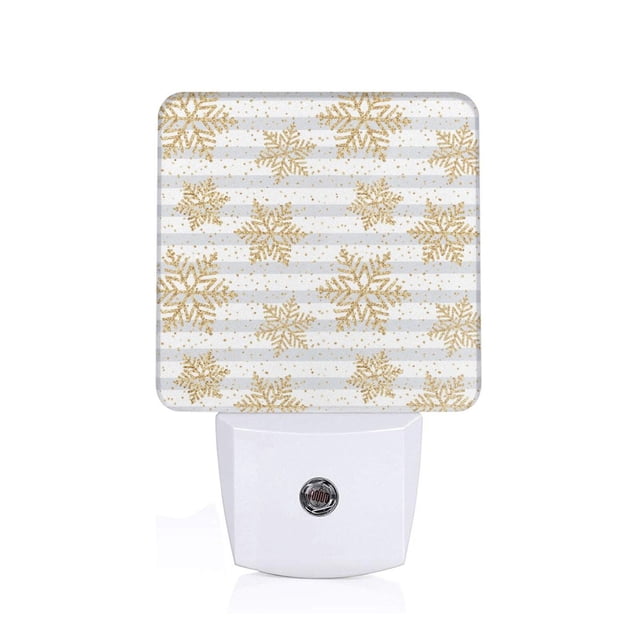 KLL Gold Snowflake for Night Lights Plug into Wall 1 Pack, 0.5W Plug in Night Light with Dusk-to-Dawn Light Sensor LED Nightlight for Bathroom, Adult, Hallway-US