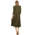 thumbnail image 4 of Women's Comfortable 3/4 Sleeve Midi Dress – Solid A-Line Casual Fit, 4 of 4