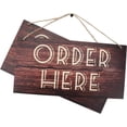 thumbnail image 2 of 2 Sets Order Here Signs Coffee Hanging Sign Plaque Rectangle Ordering Area Sign Rustic Wood Hanging Sign Bracket for Resturant Coffee Shop Tavern Decoration 11.8x5.9inch, 2 of 9