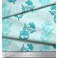 thumbnail image 3 of Soimoi Poly Georgette Fabric Leaves & Floral Block Print Fabric by Yard 52 Inch Wide, 3 of 3