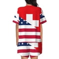 thumbnail image 6 of Fotbe USA Switzerland Print Pajama Set for Women 2 Piece Loungewear Short Sleeve Tops and Shorts Set Soft Sleepwear-XX-Large, 6 of 7