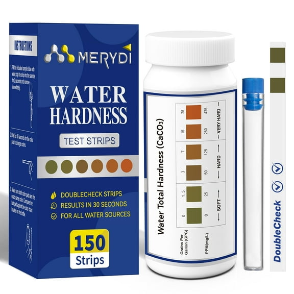 MERYDI Water Hardness Test Kit Double Color Pads For Home Drinking Pool Spa Well Water 150 Strips With Sample Tube