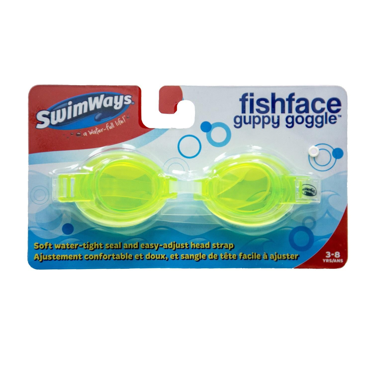 5.5" Fish Face Guppy Green Goggles Swimming Pool Accessory for Kids Ages 3-8 yrs. by Swim Way