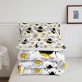 thumbnail image 5 of Erosebridal Cute Bug Bee King Size Comforter Sets,Transitional Sunflower Floral Comforters King Size,Black Silver,Reversible,3 Pieces,1 Comforter and 2 Pillowcases, 5 of 7