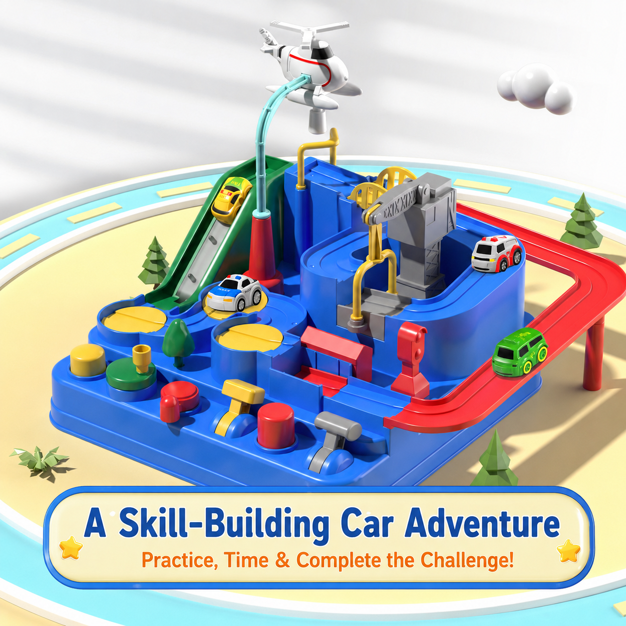 Lucky Doug Blue Race Car Track Adventure Playset photo 8