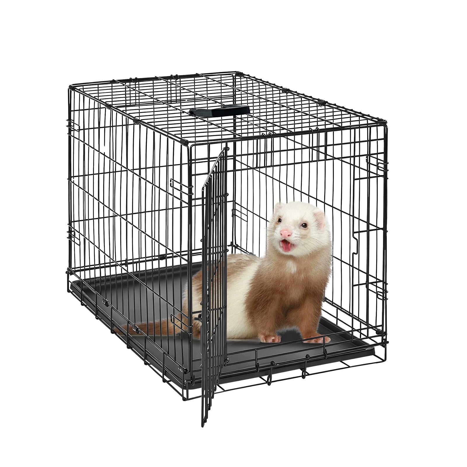 24/48 Inch Dog Crate, Portable Dog Crate with Slide Out Tray, Top & Front Door, Folding Small Critter Cage for Dog, Cat, Bunny, Ferret, Chinchilla, Cat, Rat