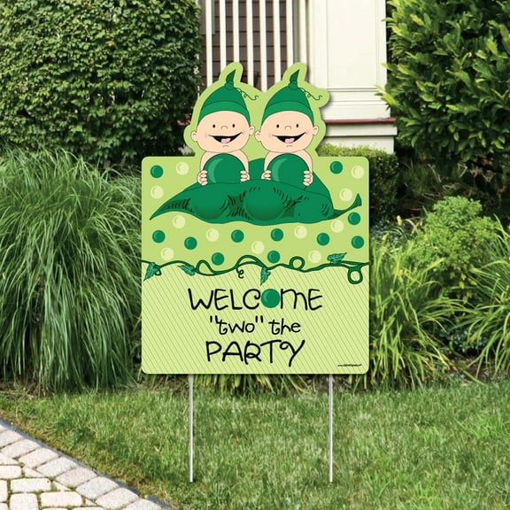 Big Dot of Happiness Double the Fun - Twins Two Peas in a Pod - Party Decorations - Baby Shower or First Birthday Party Welcome Yard Sign