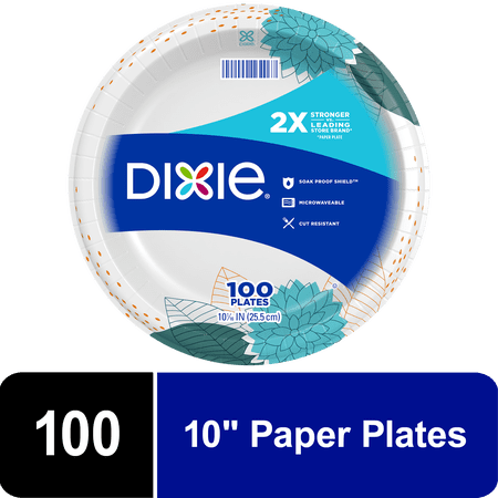 Dixie Disposable Paper Plates, 10 in, 100 count