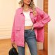 thumbnail image 5 of Chaqueta Vaquera de Mujer, Estilo Boyfriend, Extragrande, con Botones, Larga, Aberturas Laterales Rosa S, 5 of 9