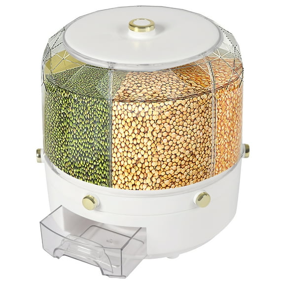 Cereal Dispenser – 6 Grids, 360° Rotatable, Large Capacity
