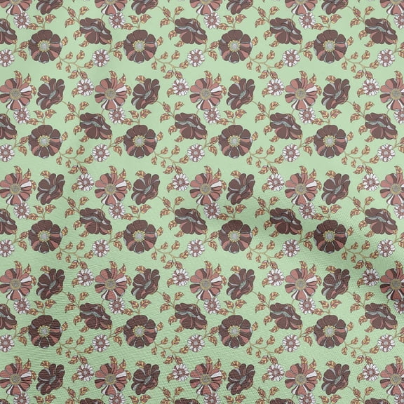 oneOone Cotton Poplin Mint Green Fabric Floral Retro Sewing Fabric By The Yard Printed Diy Clothing Sewing Supplies 56 Inch Wide