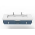 thumbnail image 2 of Nile 72" Blue Wood Floating Vanity with White Top and Brushed Nickel Trim, 2 of 9